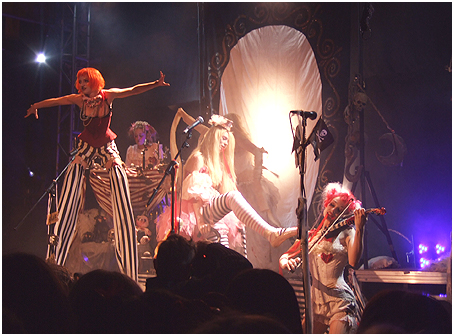 Emilie Autumn Captain Maggot appears on stilts the Crumpets line up at the